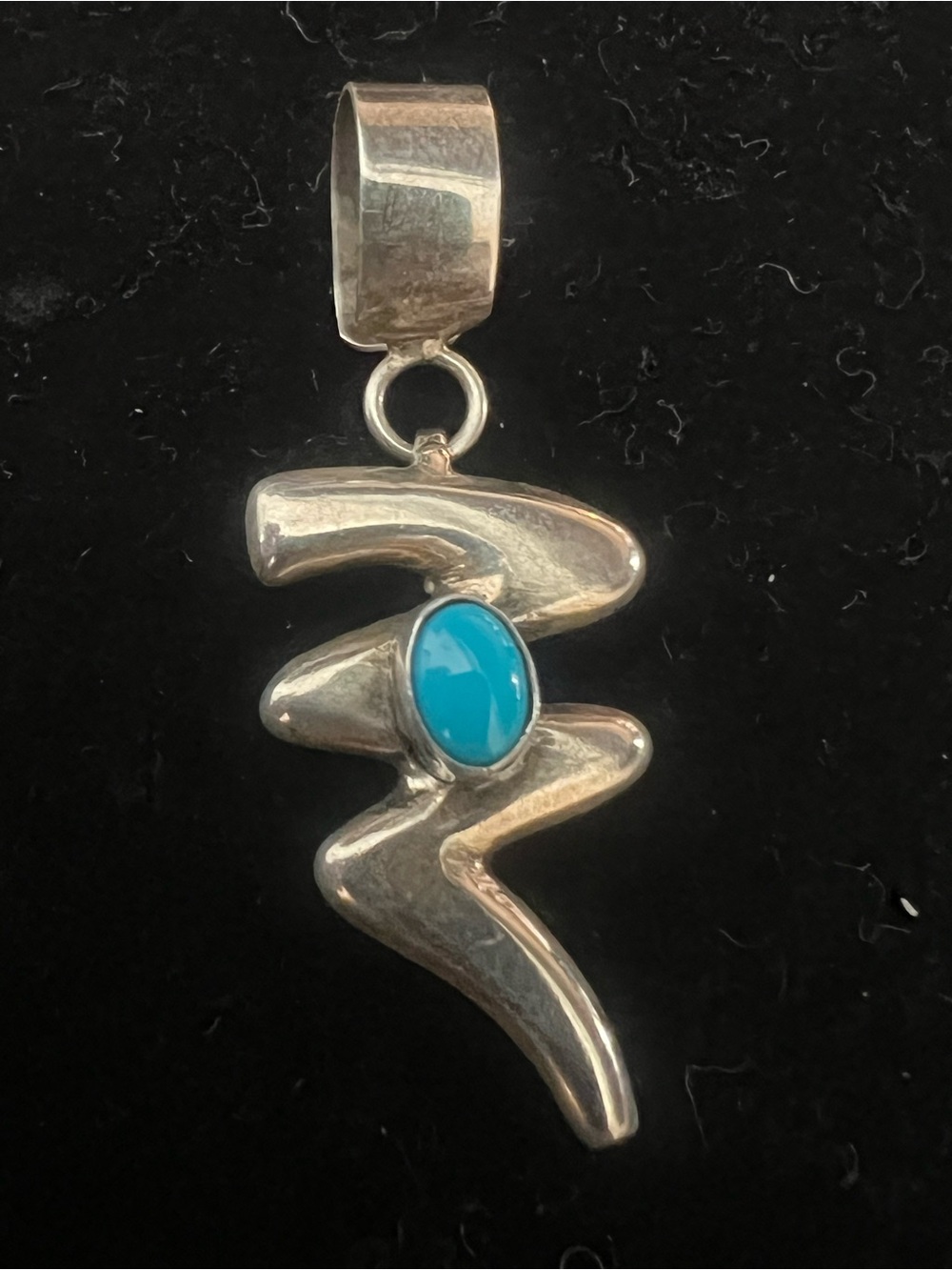925 STERLING SILVER VINTAGE SIGNED TURQUOISE PENDANT